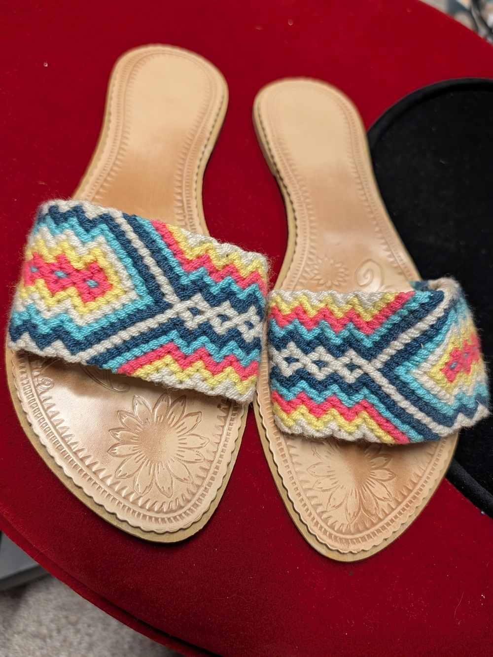 Artesian Woven Multi-Color Slide Sandals for Women. 8